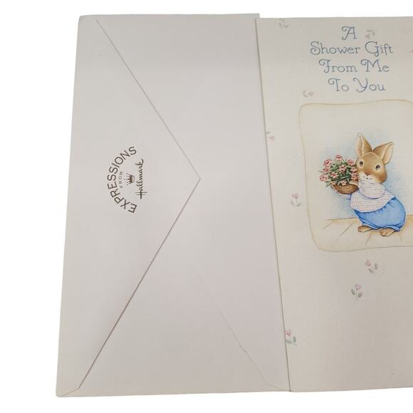 Vintage Hallmark Greeting Card Bunny with Bouquet of Flowers Vintage Cards - Picture 3 of 6